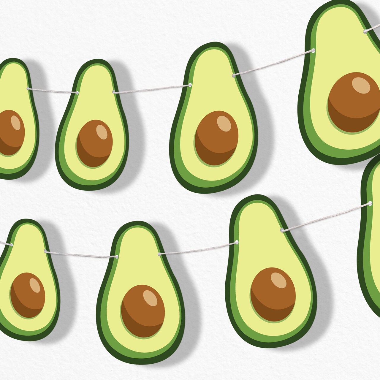 Big Dot of Happiness Hello Avocado Garland Banner, Fiesta-Themed Birthday Decorations Banner Backdrop, 30 Feet of Cord, 15 Double-Sided Green Avocados